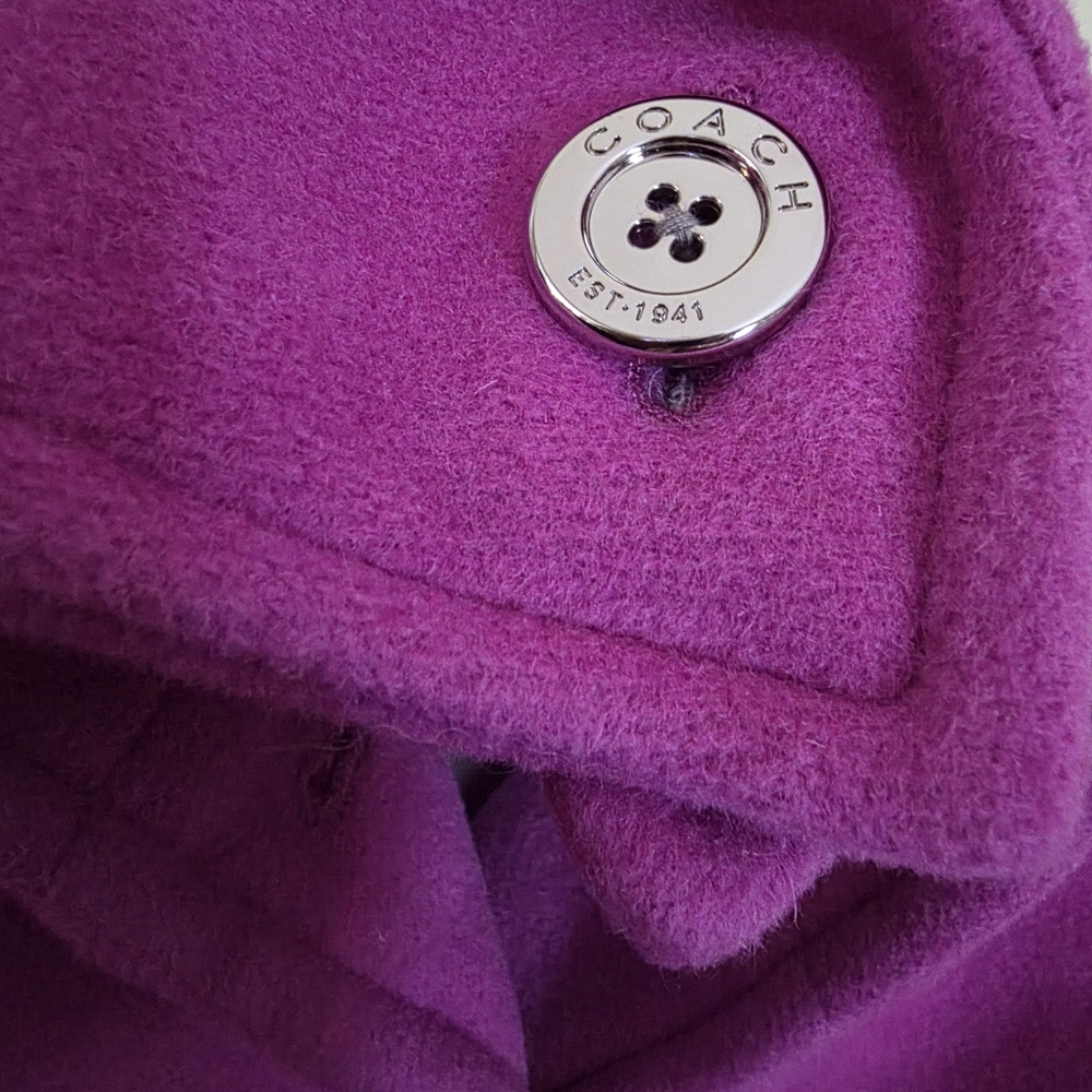 NWOT Coach Extra Small Fusha Peacoat With Silver Buttons - Picture 10 of 12